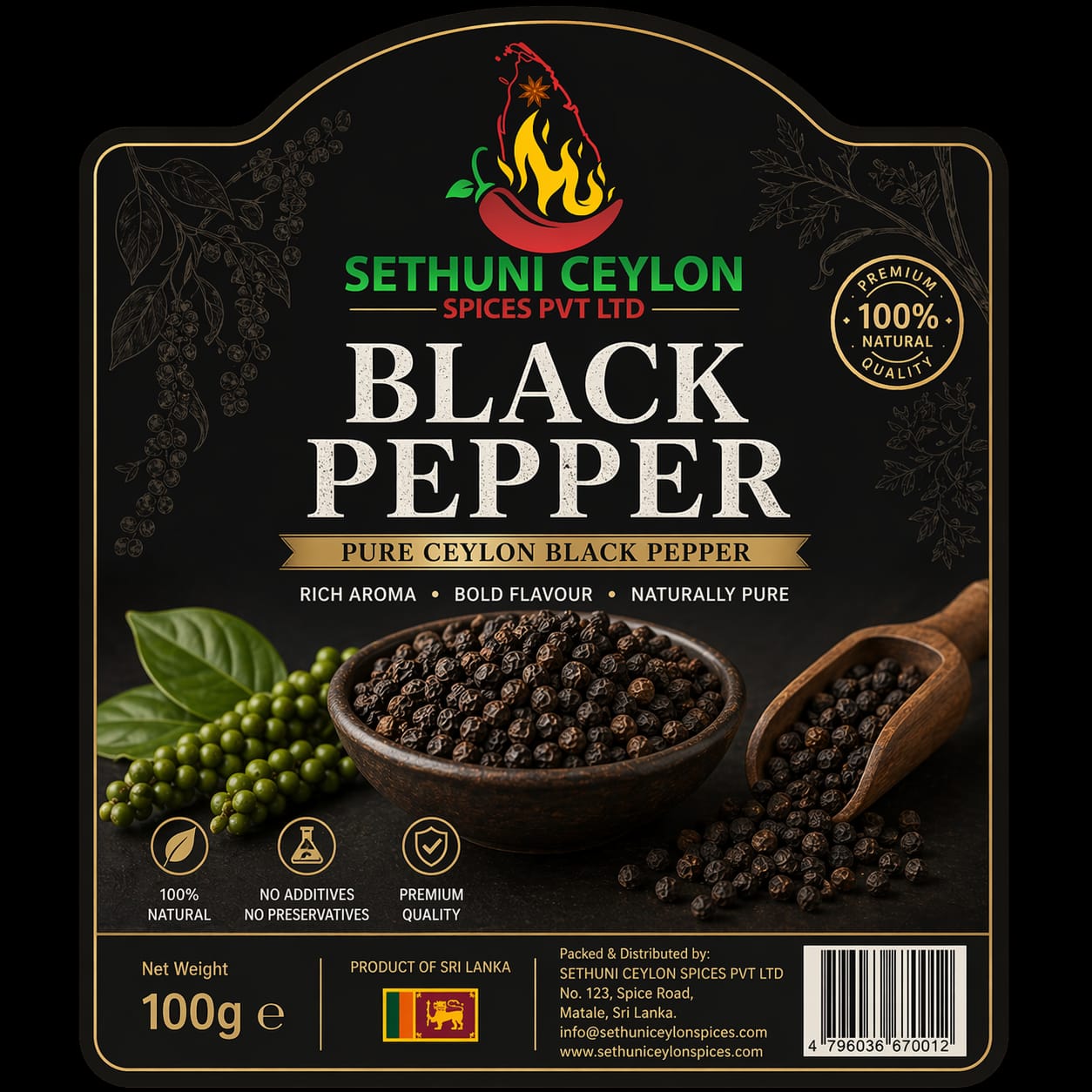 Sethuni Ceylon Premium Black Pepper Corns and Powder